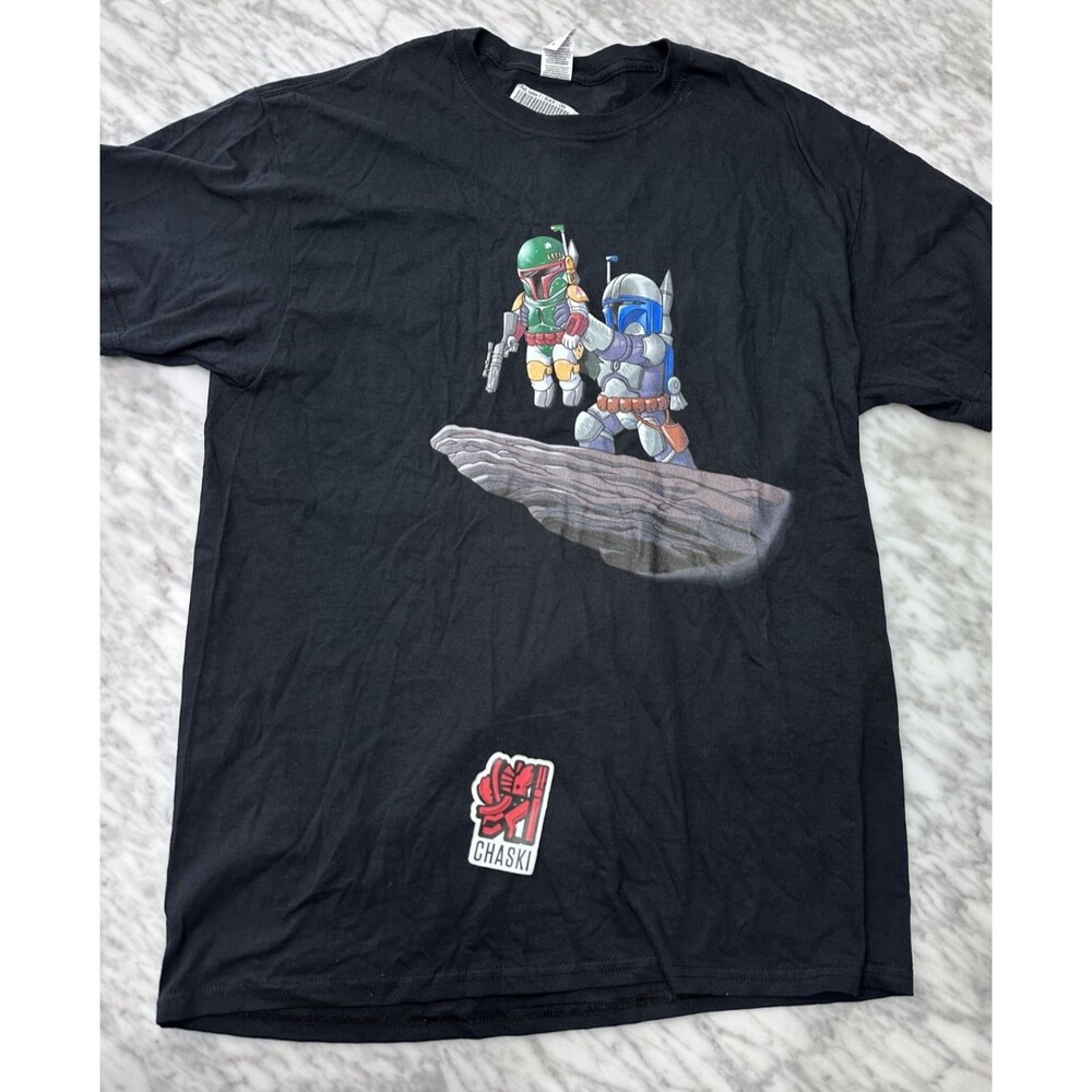 Star Wars Boba Fett lifted by Jango Fett  Men's shirt / t-shirt Black Large NEW